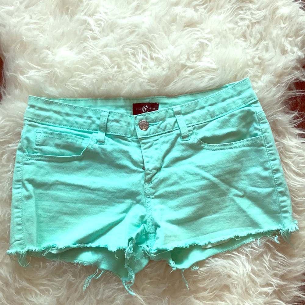 Teal cut off shorts